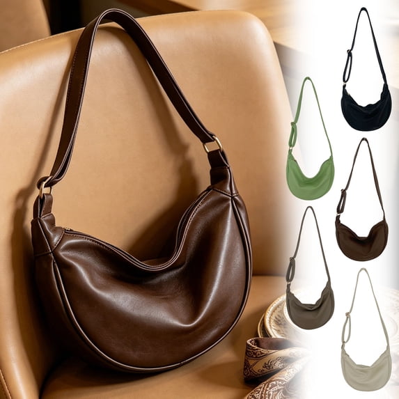 AYktou Crescent Crossbody Bag, PU Leather Shoulder Bags for Women, Casual & Business Vegan Underarm Purses with Adjustable Straps, Trendy Dumpling Sling Bag for Work Shopping Women