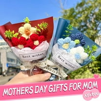 AYktou Crochet Flower Bouquet-Mothers Day Gifts,Artificial Flowers Bouquet Kit,Preserved Flowers Handmade Knitting Sunflower Decor Rose Flower Bouquet,Birthday Gifts,Valentine's Day Gifts