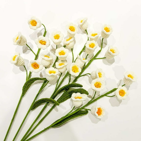 AYktou Crochet Flowers-Hand Made Crochet Convallaria Majalis,Knitting Forever Flowers,Artificial Flowers for Mother's Day,Valentine's Day,Birthday,Graduation,Anniversaries,Christmas,1PCS