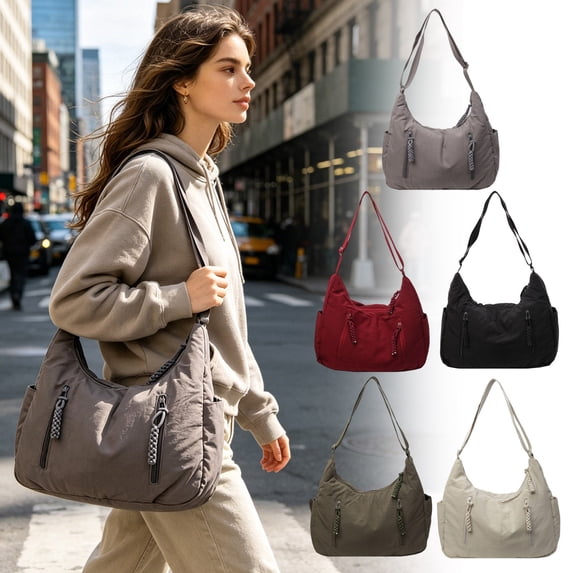 AYktou Crossbody Bag for Women, Multi-Pocket Solid Color Shoulder Purse Versatile Waterproof Tote Bag, Large Capacity Casual Handbag Underarm Purses Trendy Sling Bag for Work Hiking Shopping Travel