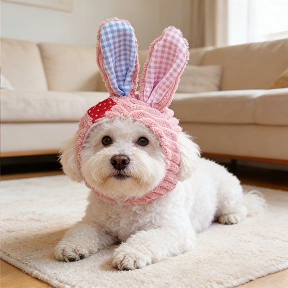 AYktou Cute Costume Bunny Rabbit Hat with Ears for Cats & Small Dogs, Easter Pet Headbands Dog Headwears Hats Holiday Party Costume Spring and Easter Pet Accessory for Everyday Wear/ Photoshohoots