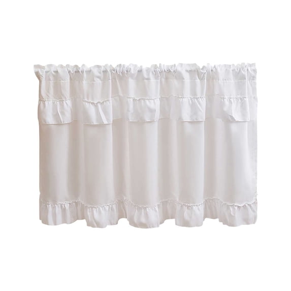 AYktou Decorative Short Curtains, 39.2×17.7 Inch Half Curtain Rod Pocket Blackout Curtains Kitchen Window Curtains Over Sink Cabinet Blocking Curtain Ruffled Half Window Tiers for Bathroom Attic