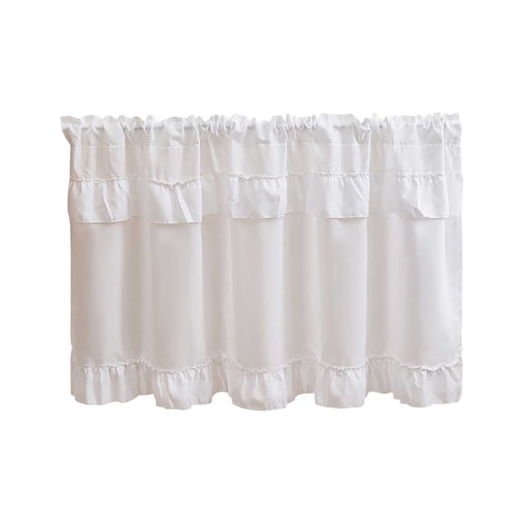 AYktou Decorative Short Curtains, 39.2×17.7 Inch Half Curtain Rod Pocket Blackout Curtains Kitchen Window Curtains Over Sink Cabinet Blocking Curtain Ruffled Half Window Tiers for Bathroom Attic