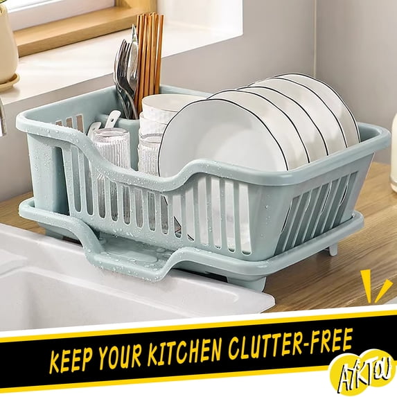 AYktou Dish Drying Rack,Dish Racks for Kitchen Counter,Mini Dish Rack with Drainboard,Dish Drainer & Tray Kitchen Sink Organizer for Small Spaces,Apartments,Boats,and More