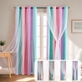 thumbnail image 1 of AYktou Double-Layer Blackout Curtains for Bedroom, Rainbow Ombre Glitter Star Shade Curtains 39×51 Inch Darkening Grommet Curtain Drapes for Living Room Home Decor Gradient Window Curtains, 1 of 7