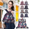 thumbnail image 1 of AYktou Drawstring Backpack Bag, Multifunctional Foldable Bag, Large Capacity Draw String Bags, Floral Printed Travel Bags Waterproof Drawstring Bags Sport Sackpack for Camping Hiking Gym Shopping, 1 of 8