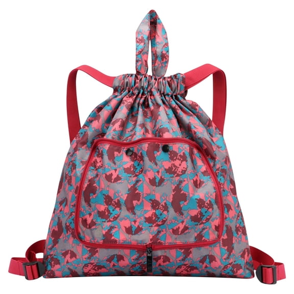 AYktou Drawstring Backpack Bag, Multifunctional Foldable Bag, Large Capacity Draw String Bags, Floral Printed Travel Bags Waterproof Drawstring Bags Sport Sackpack for Camping Hiking Gym Shopping