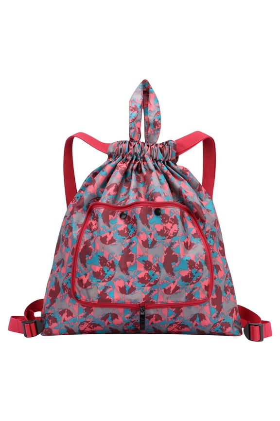 Drawstring Backpack Bag, Multifunctional Foldable Bag, Large Capacity Draw String Bags, Floral Printed Travel Bags Waterproof Drawstring Bags Sport Sackpack for Camping Hiking Gym Shopping