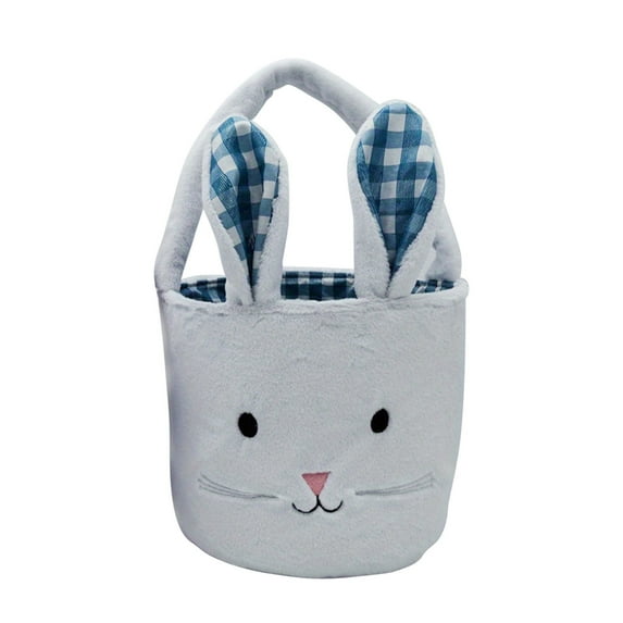 AYktou Easter Basket,Plush Easter Bunny Baskets for Kids with Cute Rabbits Ears&Handles,Easter Gift Bags Easter Goodies Bags for Easter Eggs Huntings and Easter Eggs Easter Decorations