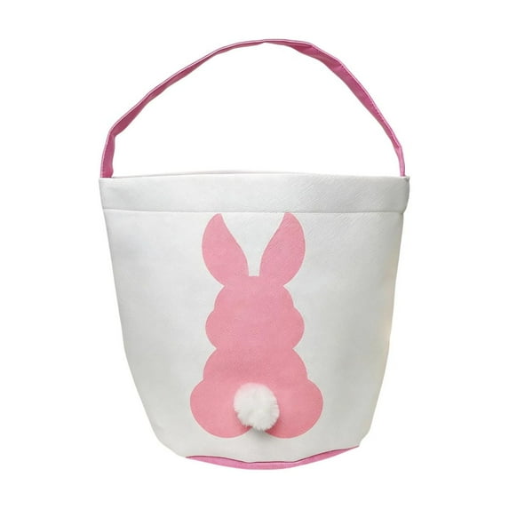 AYktou Easter Bunny Baskets, Cute Rabbit Printed Canvas Handbags Easter Egg Hunt Stuffer Storage Bags with Handle, 9.1×9.8 Inch Foldable Large Capacity Gift Bags Easter Decorations