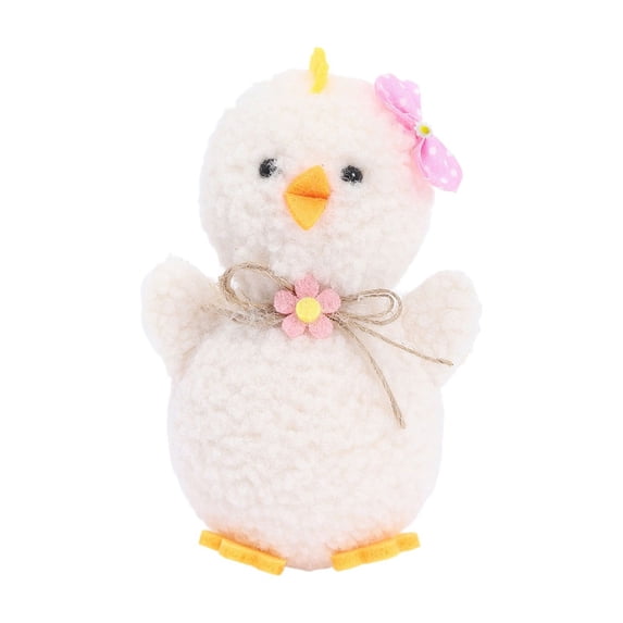 AYktou Easter Chicks Hanging Ornaments, 3×2×5 Inch Easter Decoration Fluff Felt Small Doll Pendant with Bow Headwear Cute Chickens Gifts for Easter Basket Stuffers Tree Hanging Party Favors, White