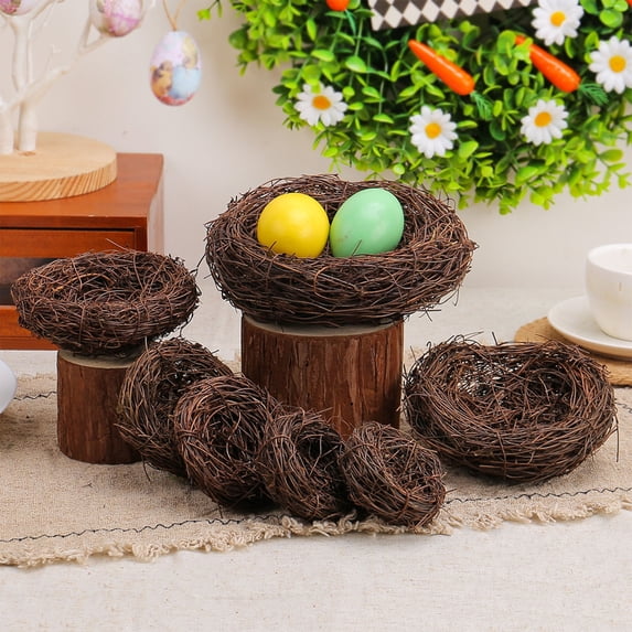 AYktou Easter Decorations-Artificial Bird Nests 5.91" Crafts Handmade Natural Easter Rattan Nests for Garden Yard Home Party Easter Bird Nests Decor,1 Pcs