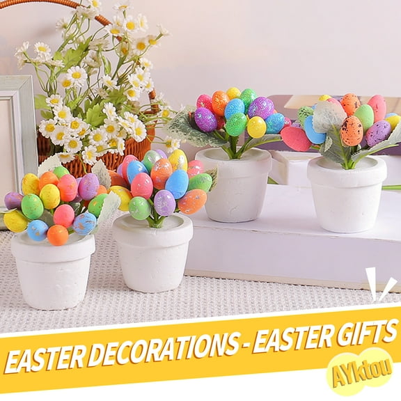 AYktou Easter Decorations -Easter Egg Tree Easter Table Centerpiece Decor Artificial Plants Easter Eggs Gifts for Home Spring Decor Easter Party Supplies Props