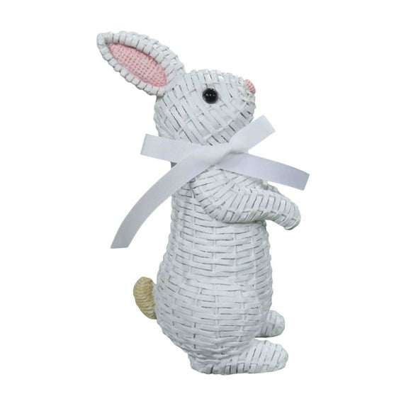 AYktou Easter Decorations-Rattan Bunny Easter Gifts for Kids,Spring Decor Easter Bunny Figurines Resin Ornaments for Home Farmhouse Tabletop