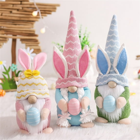 AYktou Easter Gnomes Decorations, 9 Inch Cute Faceless Doll Felt Dwarfs Ornament with Easter Bunny Ears Easter Decor Gnomes Gifts for Easter Party Shop Tabletop Window Display Home Decor