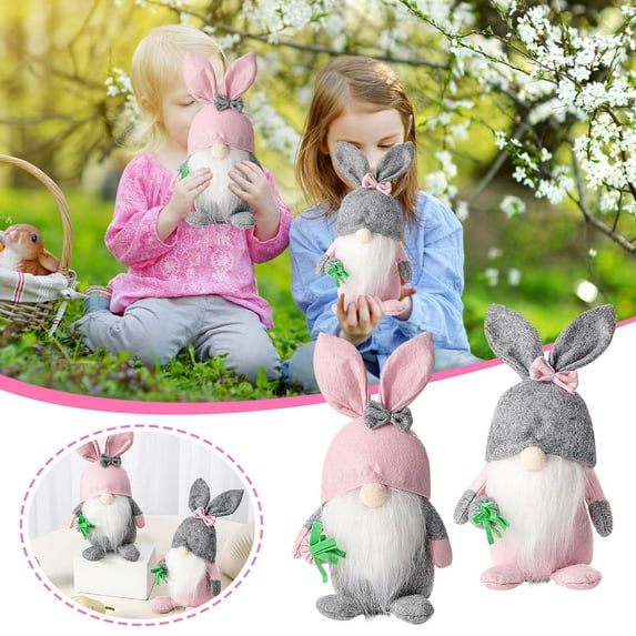 AYktou Easter Gnomes Easter Bunny Gnomes Ornaments Faceless Old Man Dwarf Doll Colorful Plush Bunny Gnomes Indoor Spring Decor Easter Decorations