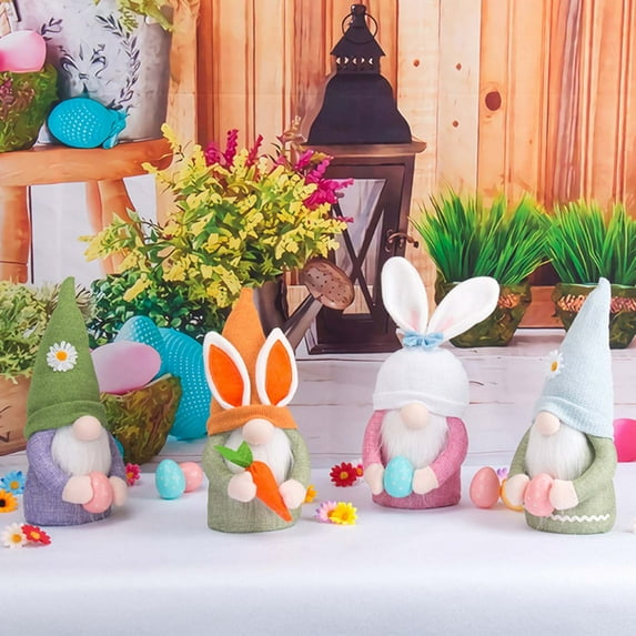 AYktou Easter Gnomes Plush-Handmade Spring Gnomes Easter Decorations,Cute Bunny Faceless Doll with Easter Eggs Easter Ornaments Stuffed Gnomes Table Decoration Spring Decor Gifts for Her Him