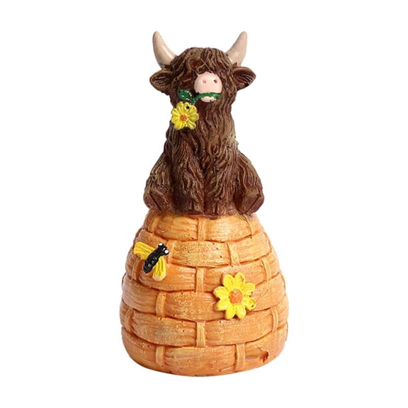 AYktou Easter Highland Cow Figurines, cute Animals Easter Basket stuffer Resin Statue Desktop ornaments Easter Decor Farmhouse style for Spring Home Kitchen Office Table Tiered Tray Table Decor