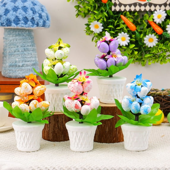 AYktou Easter Table Decor-Colorful Speckled Easter Eggs Artificial Easter Flower Pot Spring Decor Easter Gifts for Home,Outdoor Courtyard Easter Decorations