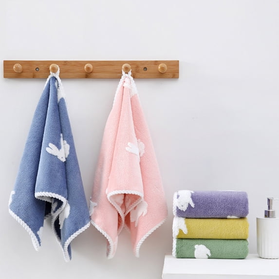 AYktou Easter Towels - 14×29 Inch Easter Bunny Hand Towels, Super Soft Velvet Rabbits Jacquards Microfiber Hair Towels Absorbent Gentle Bath Towels Gift for Bathroom Kitchen Wiping Easter Decor