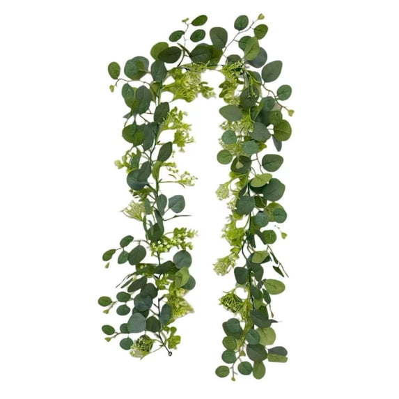 AYktou Eucalyptus Garland, 5.9Ft Artificial Ivy Garland Greenery Leaves Vines Hanging Decor, Faux Plants Table Decor Artificial Eucalyptus Garland Vine for Home Mantle Party Indoor/Outdoor Decor