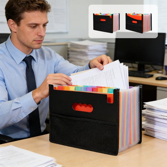 AYktou Expanding File Folder - 25 Rainbow Pockets Desktop Accordion File Organizer, A4 Document Organizer with Indexs Tabs, Stand-Up Folder Portable Bill & Receipt Organizer for Home Office