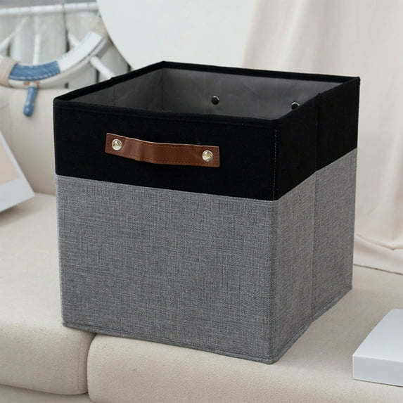 AYktou Fabric Craft Storage Baskets with Handles, Home Clothing Storage Box Cabinet Storage Bins Desktop Organizer Miscellaneous Storage Basket for Laundry Shelves Kitchen Bedroom Storage, Gray