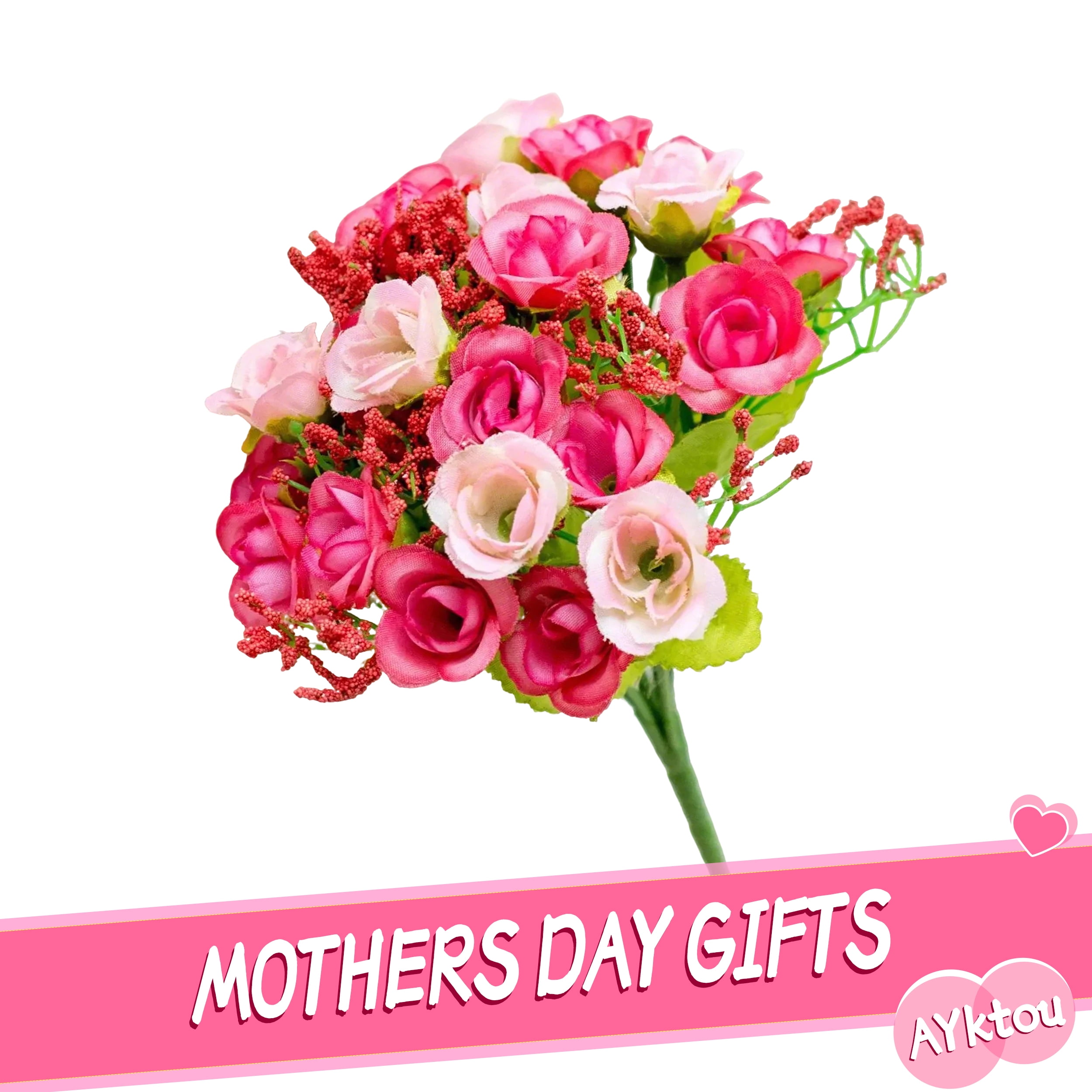 AYktou Fake Roses Artificial Flowers Red Roses with Stems,Assorted ...