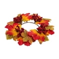 thumbnail image 1 of AYktou Fall Candle Rings, 11.8 Inch Artificial Maple Leaves Berries Pumpkin Wreath Candlestick, Thanksgiving Table Decor Farmhouse Candle Holder Halloween Gift for Front Door Festival Home Decor, 1 of 6