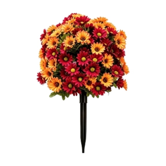 AYktou Fall Chamomile Artificial Flowers with Ground Stakes, Thanksgiving Artificial Flowers Garden Stake Decor, Chamomile Field Orange Leaves Faux Autumn Plants for Outdoor Porch Courtyard Decor