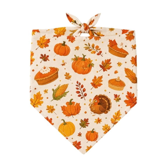AYktou Fall Dog Bandanas, Thanksgiving Pet Bandana Reversible Adjustable Dog Neck Scarf, Cute Washable Pet Scarves for Halloween Holiday Parties Photography Medium Large Dogs Festive Dress Up