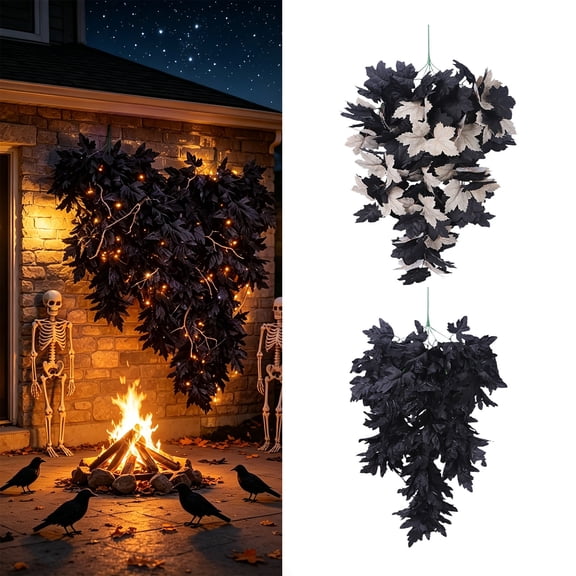 AYktou Fall Leaves Hanging Plants Artificial Maple Leaf Garland, 29.5 Inch Autumn Wall Hanging Leaf Vines Thanksgiving Harvesting Halloween Hanging Maple Leaves for Outdoor Indoor Home Garden Decor