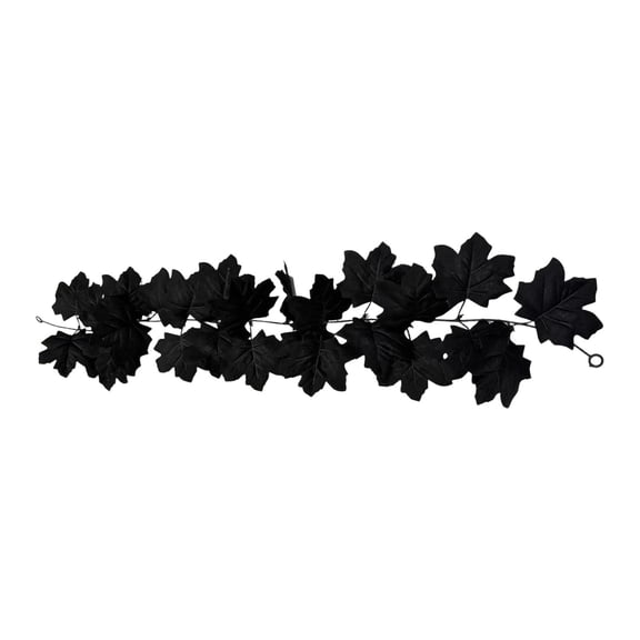 AYktou Fall Maple Leaf Garland, 5.7Ft Halloween Black Maple Leaves Hanging Decor Fall Leaves Vines Halloween Garland for Front Porch Table Gothic Wedding Thanksgiving Indoor Outdoor Decor