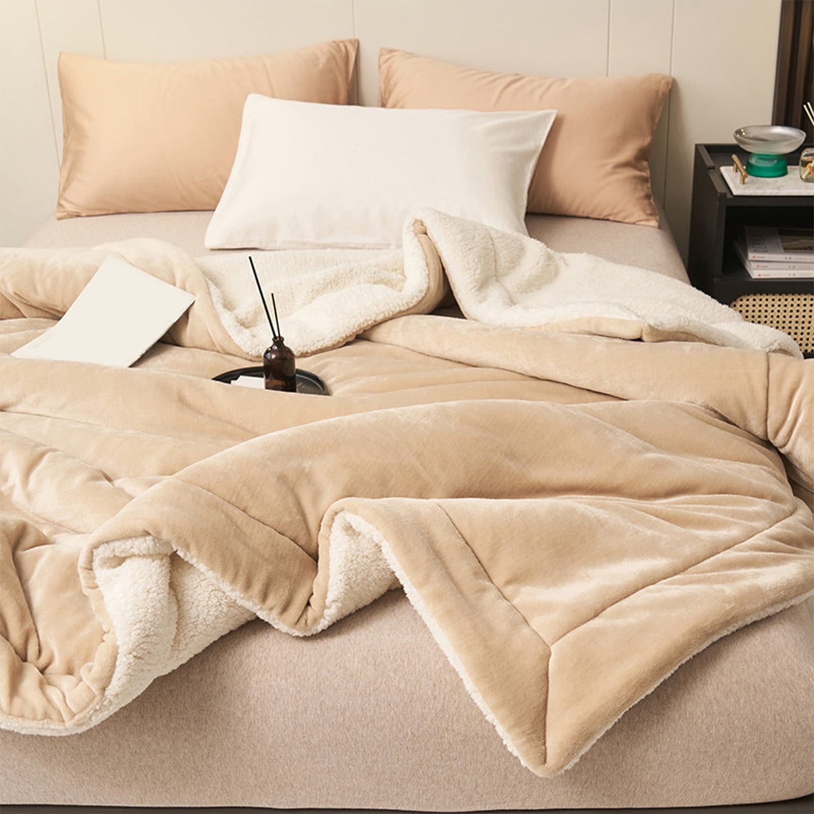 AYktou Fleece Blanket-Milk Velvet Lambswool Double Layer Blanket,Autumning Winter Warm Multifunctional Bed Blanket,Thick Plush Fleece Reversible Blanket for Bed,Sofa,Couch,Camping and Travel,Twin/Full