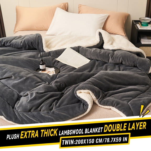 AYktou Fleece Blanket-Velvet Lambswool Double Layer Blanket,Autumning Winter Warm Multifunctional Bed Blanket,Thick Plush Fleece Reversible Blanket for Bed,Sofa,Couch,Camping and Travel,Twin/Full