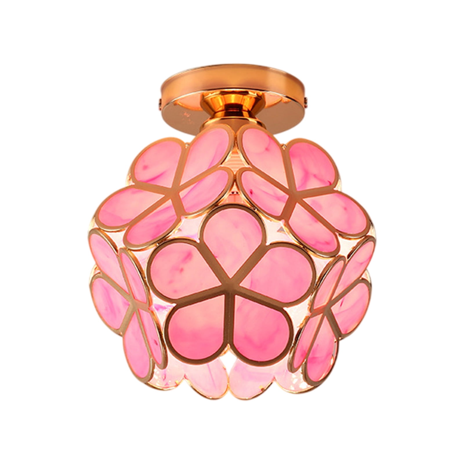 AYktou Flushs Mount Ceiling Light Chandelier, Five-Petal Flowers Spherical Hollowed-Out Mount Ceiling Light, PVC Foyer Light Fixtures Dazzling Light for Aisle Ceiling Balcony Entrance Light