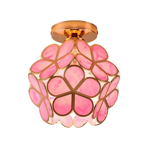 AYktou Flushs Mount Ceiling Light Chandelier, Five-Petal Flowers Spherical Hollowed-Out Mount Ceiling Light, PVC Foyer Light Fixtures Dazzling Light for Aisle Ceiling Balcony Entrance Light