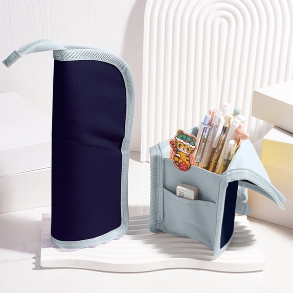 AYktou Folding Pencil Pouch, Portable Sit & Lay Pencil Cases Large Capacity Stationery Bags Characteristic Style Pencil Bags Pencil Box Multi-Purpose Makeup Bag Stationery Organizers Pen Bag