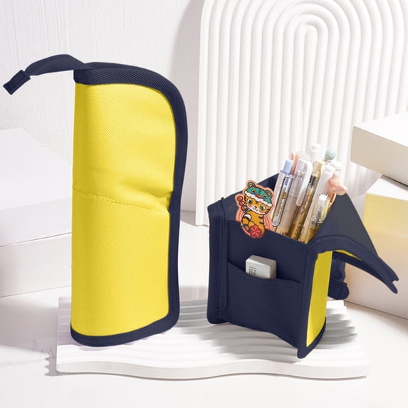 AYktou Folding Pencil Pouch, Portable Sit & Lay Pencil Cases Large Capacity Stationery Bags Characteristic Style Pencil Bags Pencil Box Multi-Purpose Makeup Bag Stationery Organizers Pen Bag