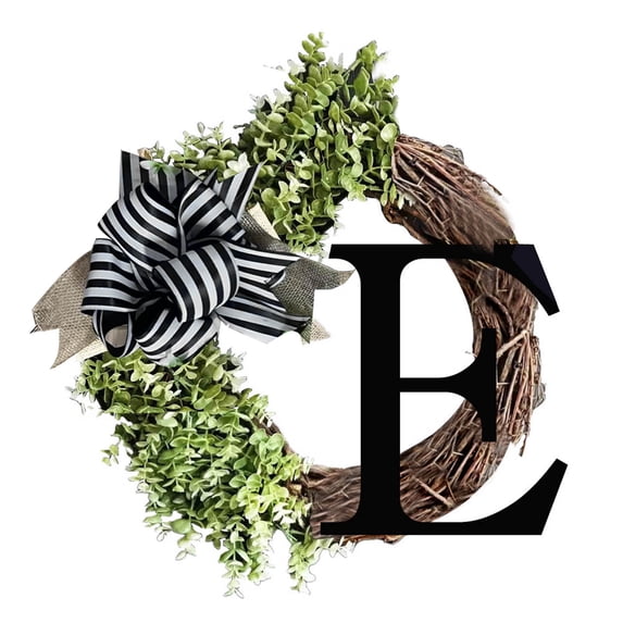 AYktou Front Door Wreath-26 Letter Welcome Sign Spring Wreaths for Front Door,Eucalyptuses and Bow Wreath for Spring,Summer,Autumn,Winter,Wall,Window,Farmhouse Decoration,14*14"