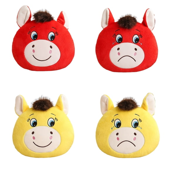AYktou Funny Smiling Horse Crying Horse Throw Pillows, 13.8 Inch Cute Horse Dolls Stuffed Laughing Horse Traditional Chinese Zodiac Horse Blessing Souvenir Mascot Tabletop Decor Gifts Back Cushion