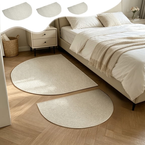 AYktou Half Circle Door Mat Indoor, 35.4×23.6 Inch Imitation Sisal Half Round Floor Mats Entrance Rug, Washable Doormats Absorbent Entrance Rugs Non-Slip Welcome Mat for Entryway Bathroom Home Decor