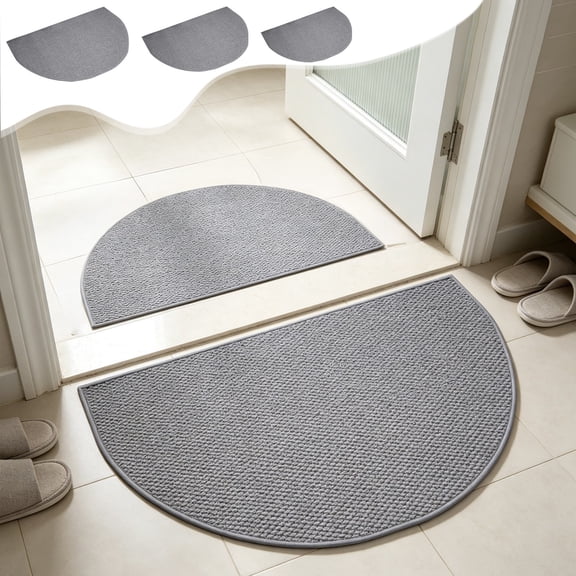 AYktou Half Circle Door Mat Indoor, 35.4×23.6 Inch Imitation Sisal Half Round Floor Mats Entrance Rug, Washable Doormats Absorbent Entrance Rugs Non-Slip Welcome Mat for Entryway Bathroom Home Decor