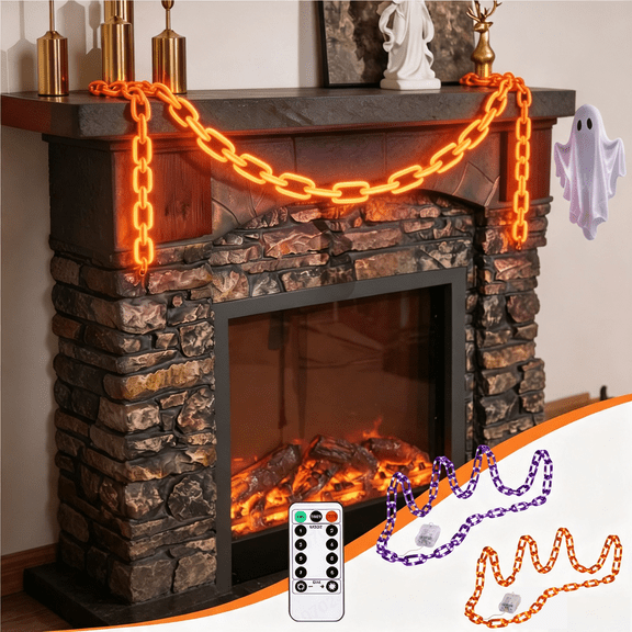 AYktou Halloween Chain String Lights, 6.6 Ft Battery Operated Chain Lights with Remote Control, Waterproof Halloween LED Light String Festival Lighted Props Chains for Spooky Party Halloween Decor