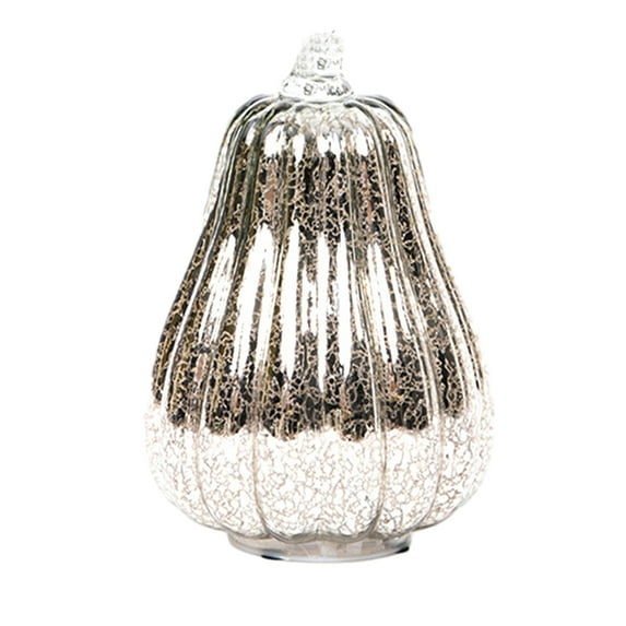 AYktou Halloween Decorations Silver Glass Pumpkins Lights Led Lights For Decorations Autumn Thanksgiving Home Decor