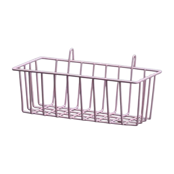 AYktou Hanging Wire Baskets, 9×4×3 Inch Metal Storage Basket Kitchen Spice Rack Seasoning Holders Dormitory Sundries Storage Organizer for Bathroom Kitchen Accessories Bedroom Storage Shelf, Pink