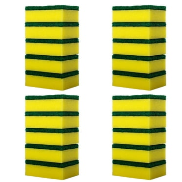 AYktou Heavy Duty Scour Pads, 20 Sponges Total, Green Reusable Cleaning Scrub Sponge for Household and Kitchen Dishes Kitchen Scrubbers Metal Grills