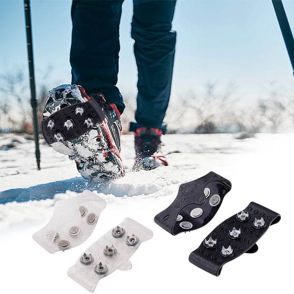 AYktou Ice Cleats for Shoes and Boots, Non-Slip Crampons Traction Cleats Outdoor 5 Point Spike Shoe Covers Cleats Antifall Footwear for Walking Jogging Hiking Mountaineering Ice Snow Grips