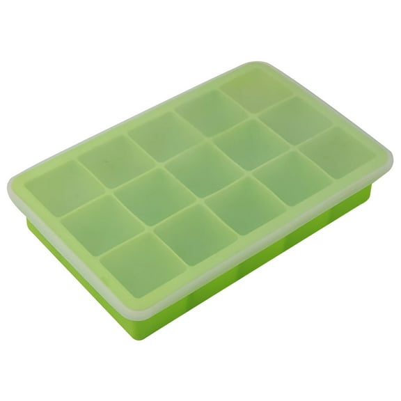 AYktou Ice Tray Ice Maker,Food Grade Soft Silicone Ice Trays,15 Compartments Ice Molds for Freezer with Lid,Easy to Clean and Release Ice