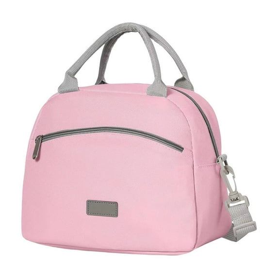 AYktou Insulated Lunch Bag Women Men, 10×6×8 Inch Large Capacity Multifunctional Portable Lunch Box Bags, Adjustable Crossbody Bag Business Hand-Held Bento Bag Lunch Sack for Work Picnic, Pink